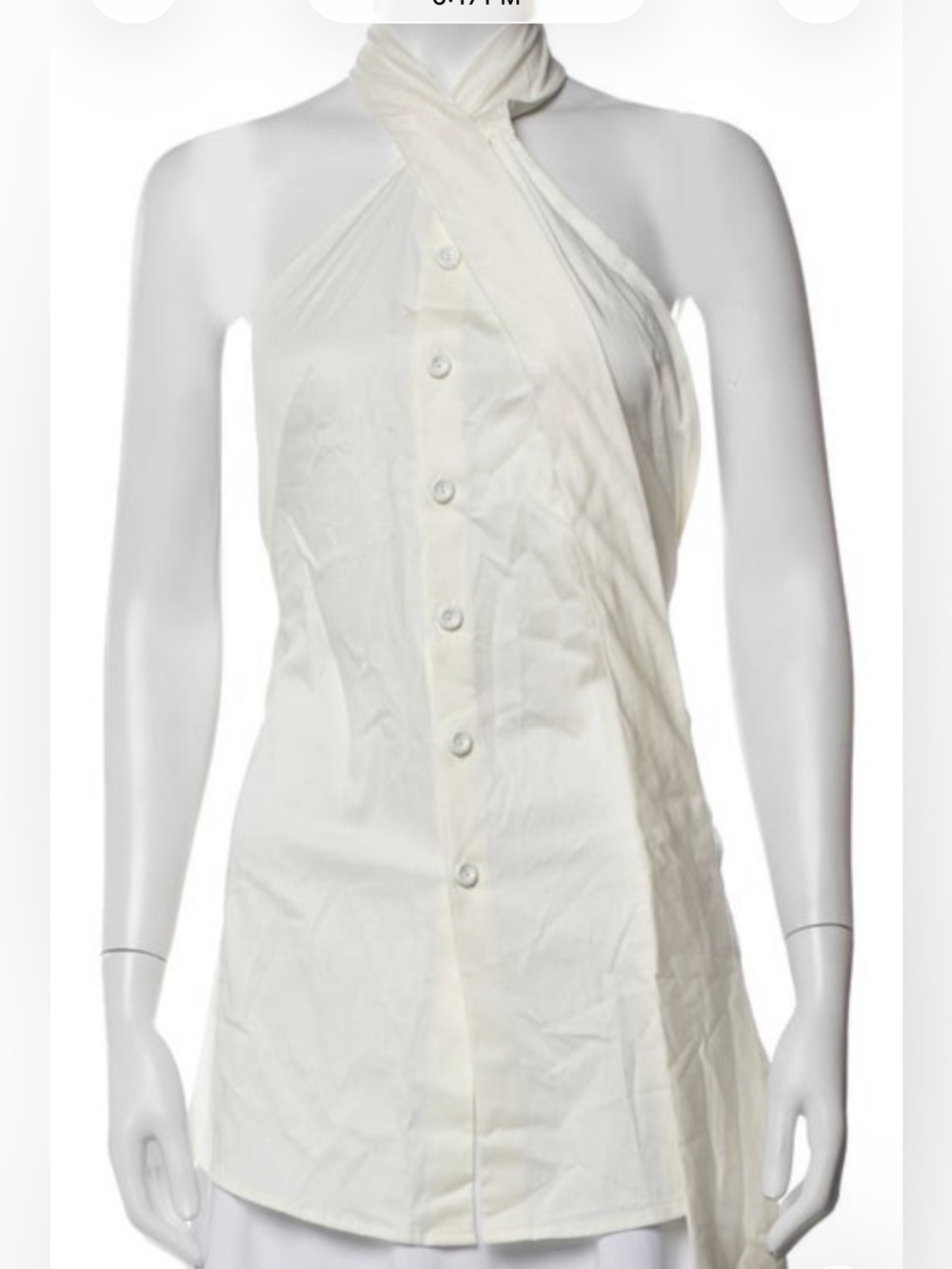 CULT GAIA The SKYE Lollipop Halter Neck Open Back Asymmetrical Top White SZ: X-S